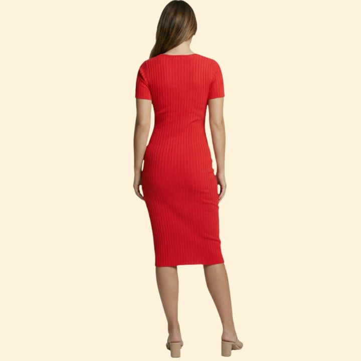 Women's Sculpted Ribbed Midi Dress
