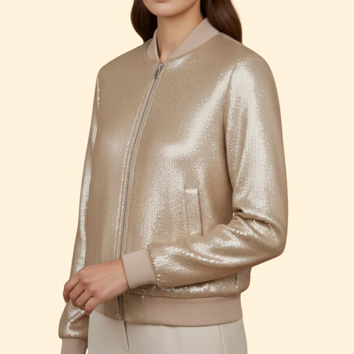 Women's Sleek Shiny Bomber Jacket