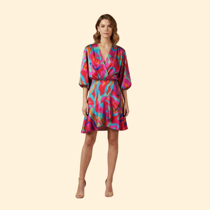 Women's Vibrant Batwing Sleeve Dress