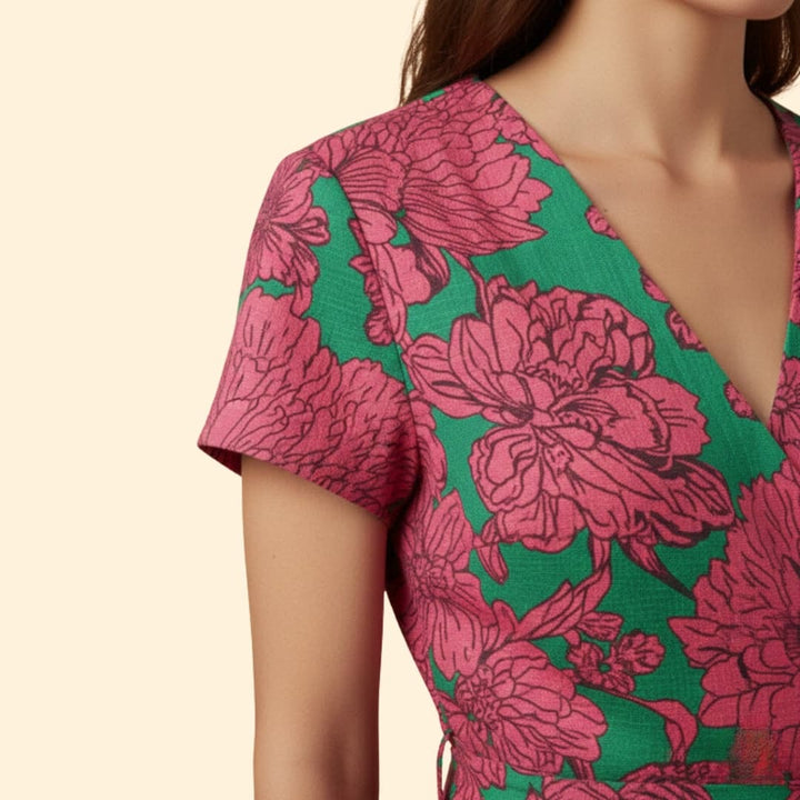 Women's Vibrant Floral Wrap Dress