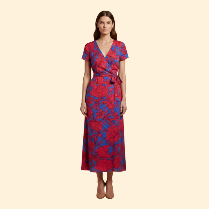 Women's Vibrant Floral Wrap Dress
