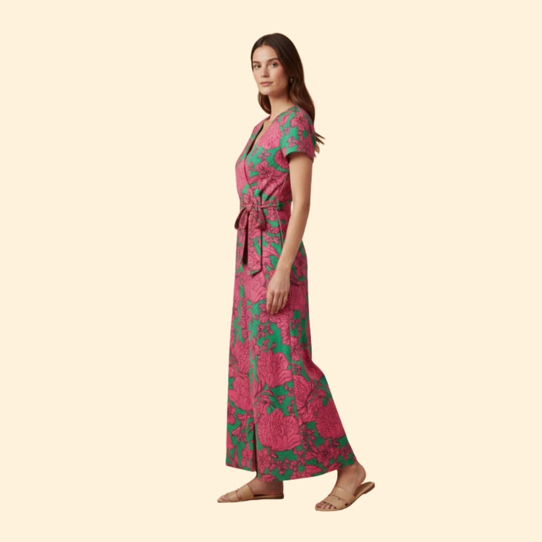 Women's Vibrant Floral Wrap Dress