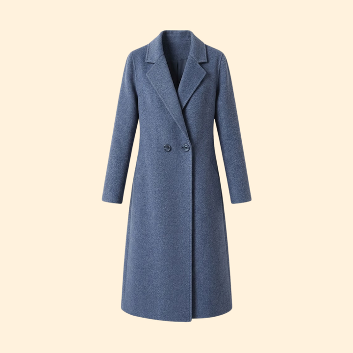 Women Classic Long Coat with Lapel Collar