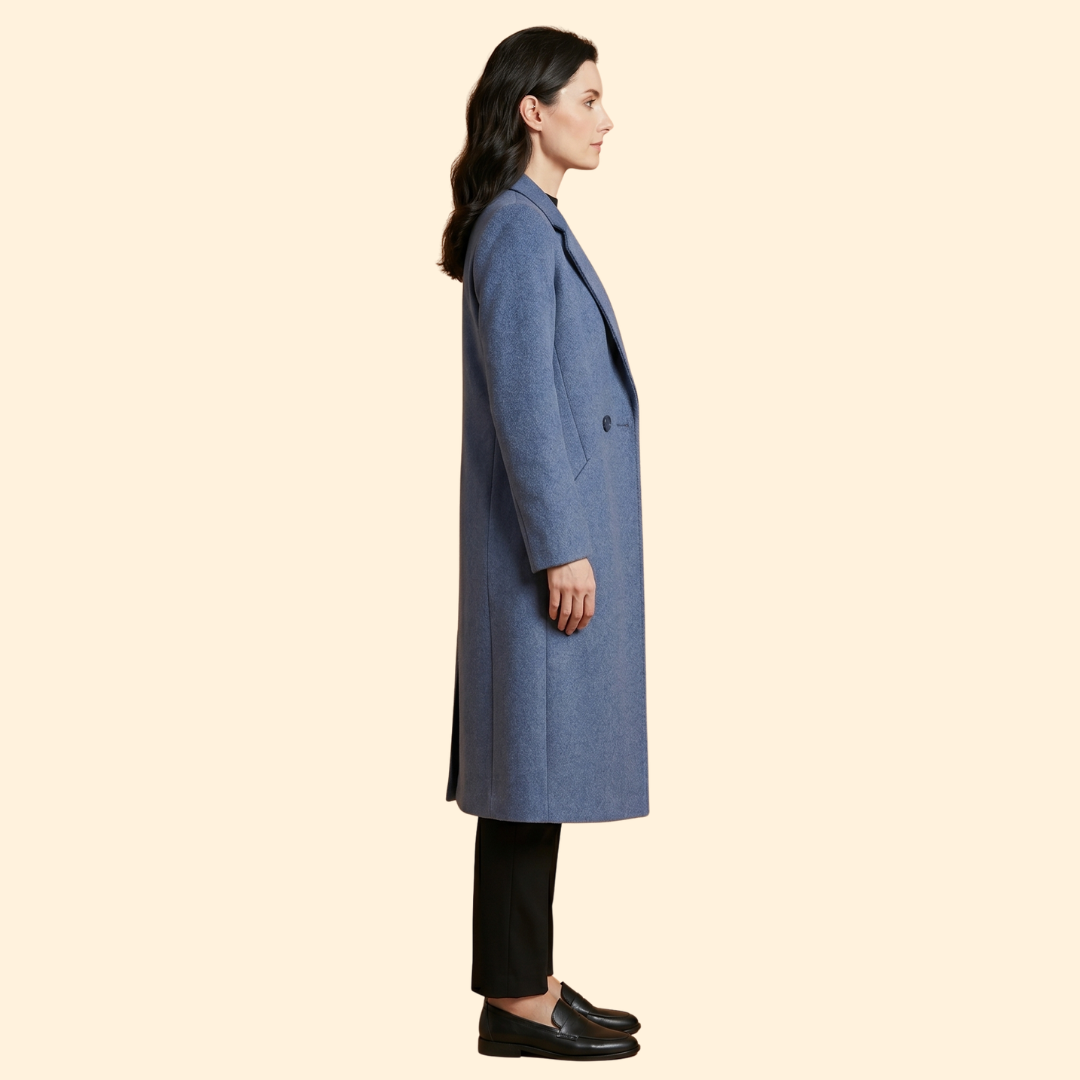 Women Classic Long Coat with Lapel Collar