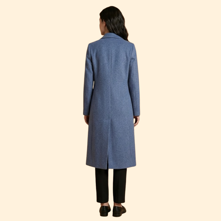 Women Classic Long Coat with Lapel Collar