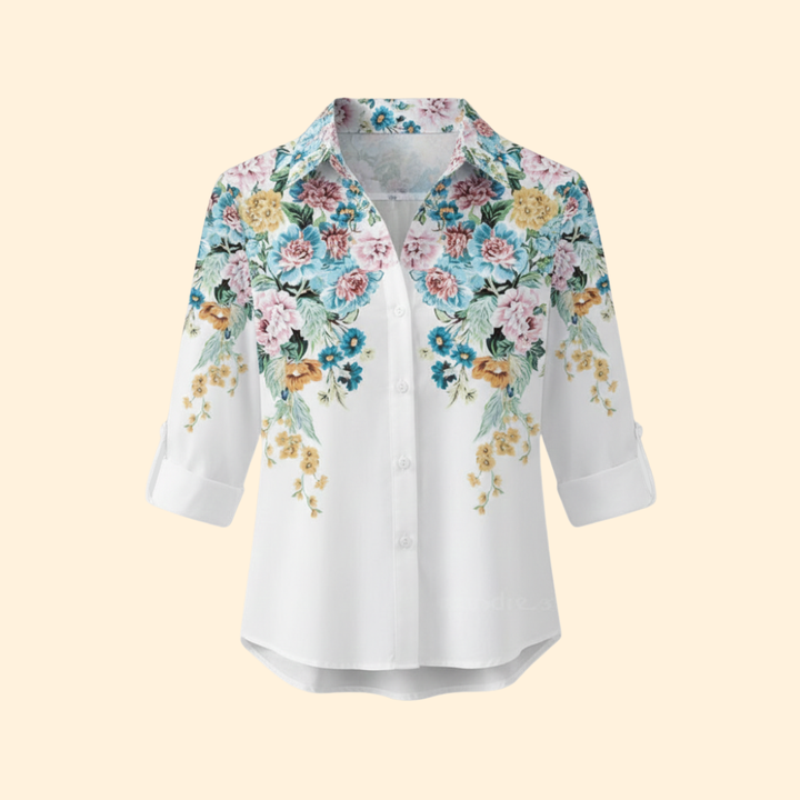 Women's Autumn Leaf Print Button-Up Shirt