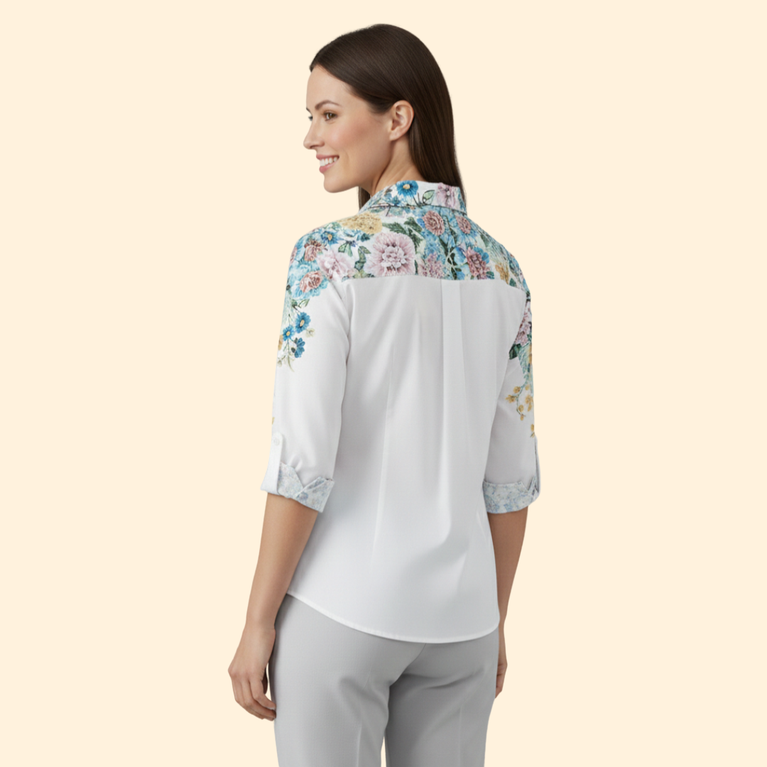 Women's Autumn Leaf Print Button-Up Shirt