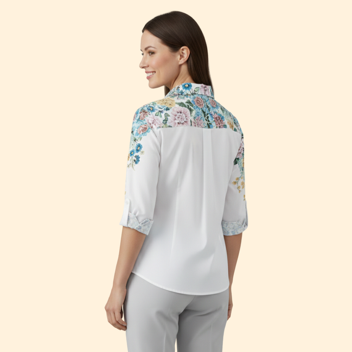 Women's Autumn Leaf Print Button-Up Shirt