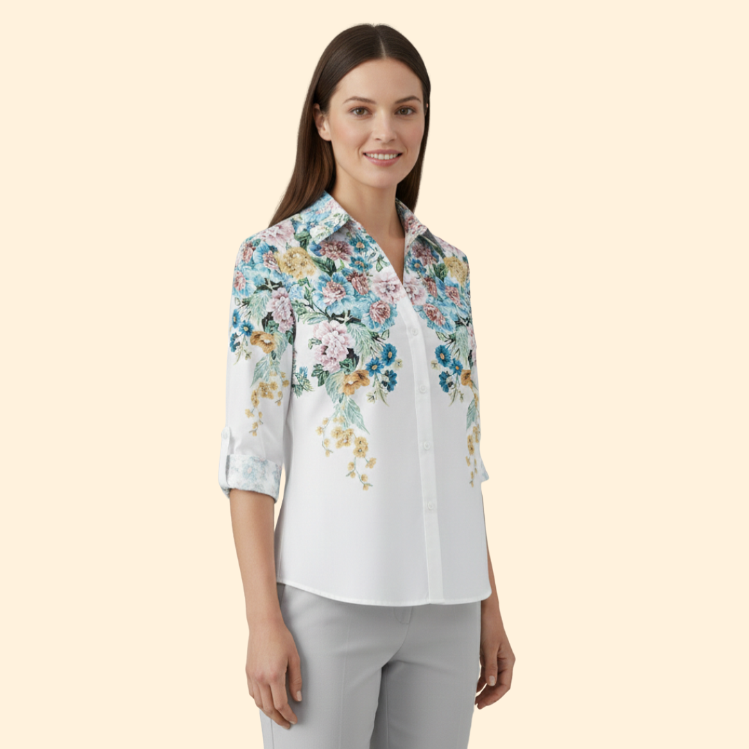 Women's Autumn Leaf Print Button-Up Shirt
