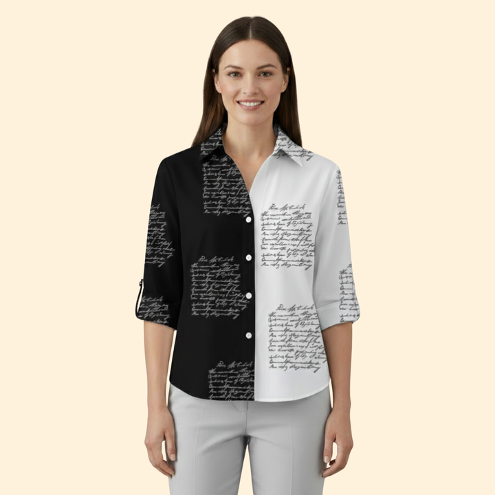 Women's Autumn Leaf Print Button-Up Shirt