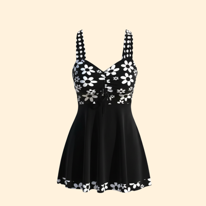 Women's Black Floral Print Swimsuit