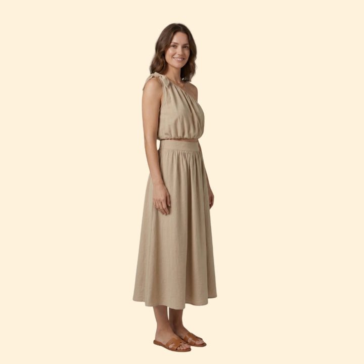 Women's Black One-Shoulder Top and High-Waisted Skirt Set