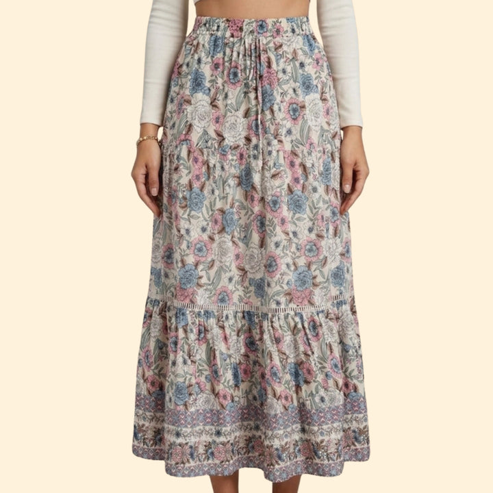 Women's Boho Floral Maxi Skirt