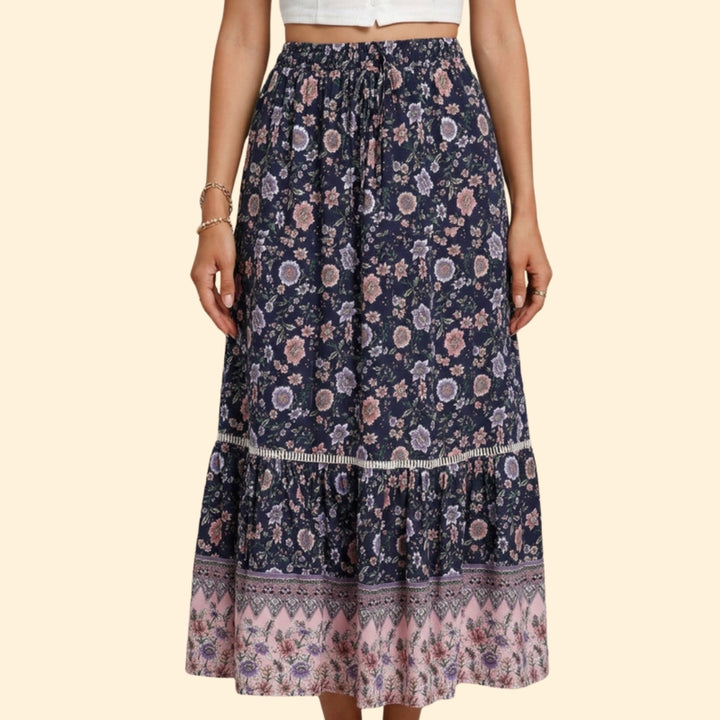 Women's Boho Floral Maxi Skirt