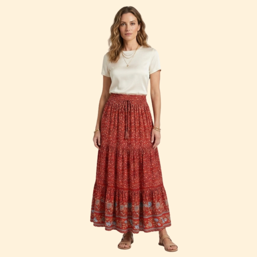 Women's Boho Floral Maxi Skirt