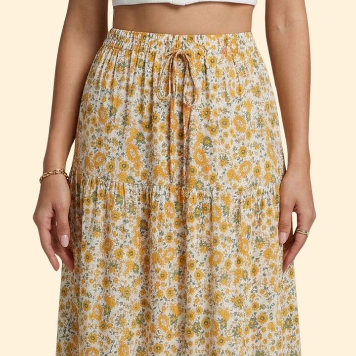 Women's Boho Floral Maxi Skirt