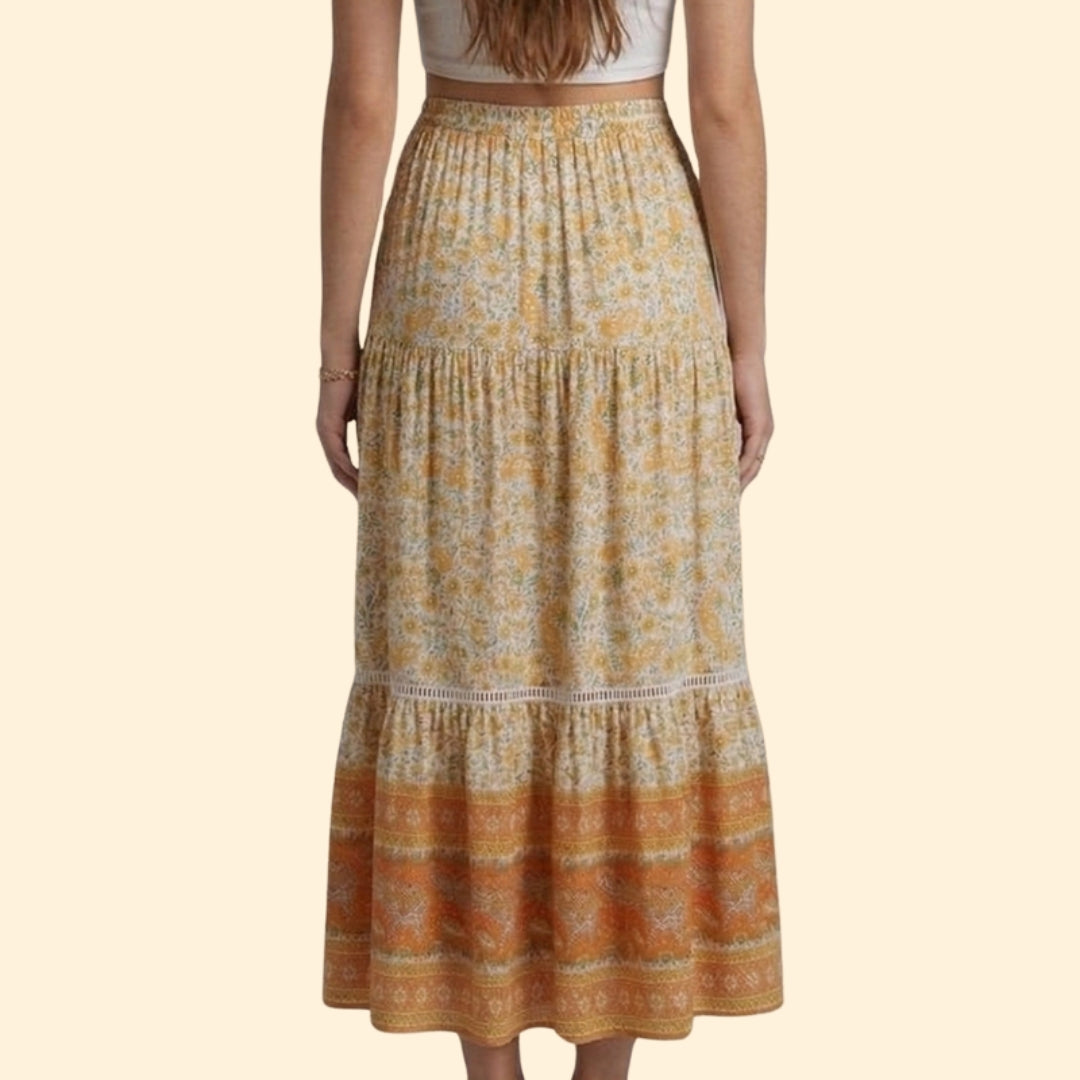 Women's Boho Floral Maxi Skirt