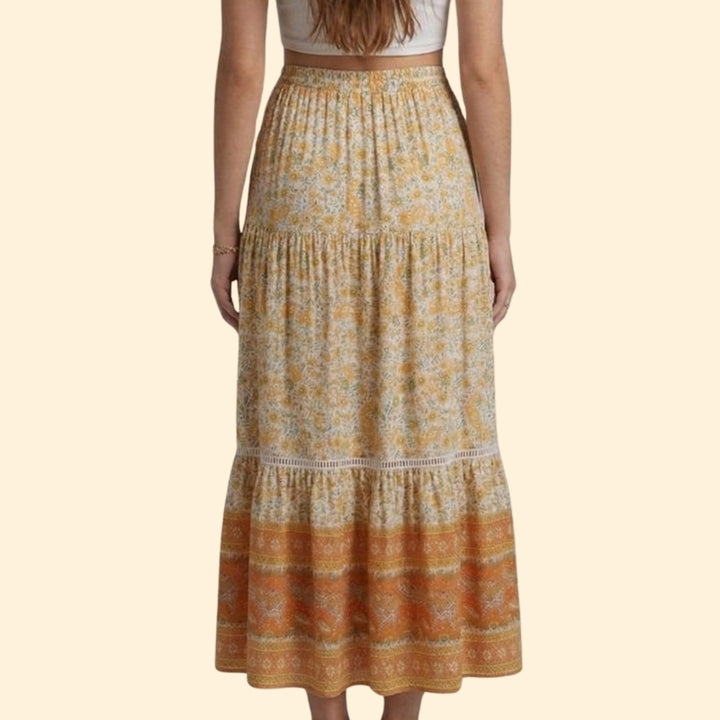 Women's Boho Floral Maxi Skirt