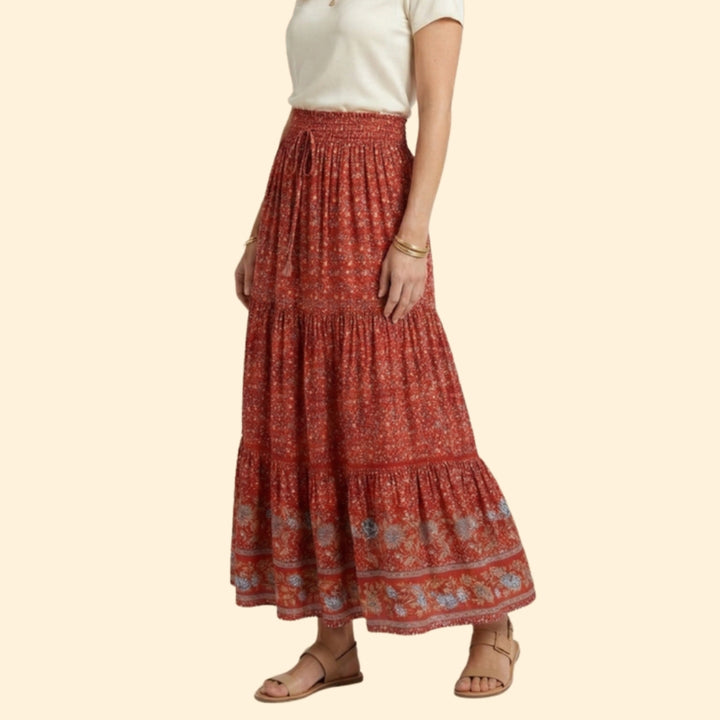 Women's Boho Floral Maxi Skirt