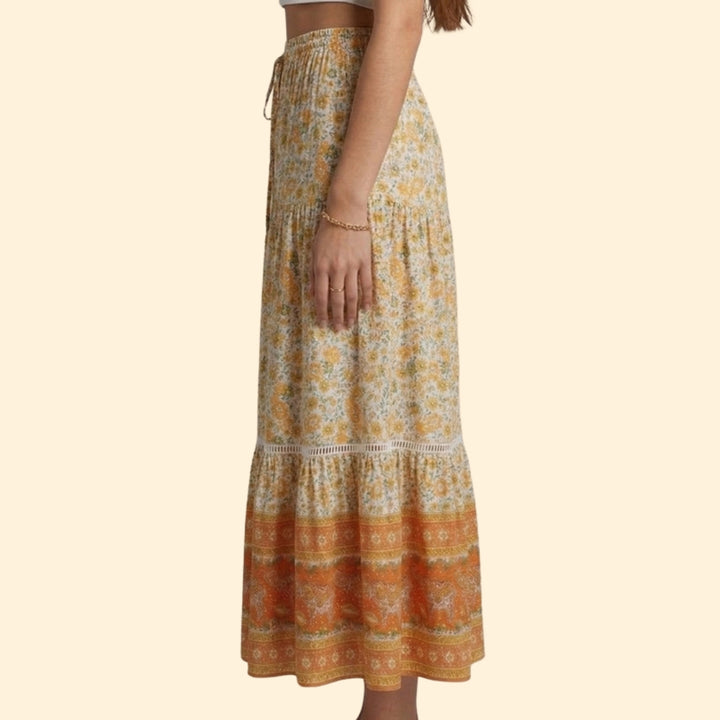 Women's Boho Floral Maxi Skirt