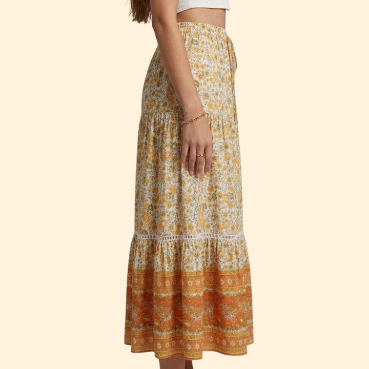 Women's Boho Floral Maxi Skirt
