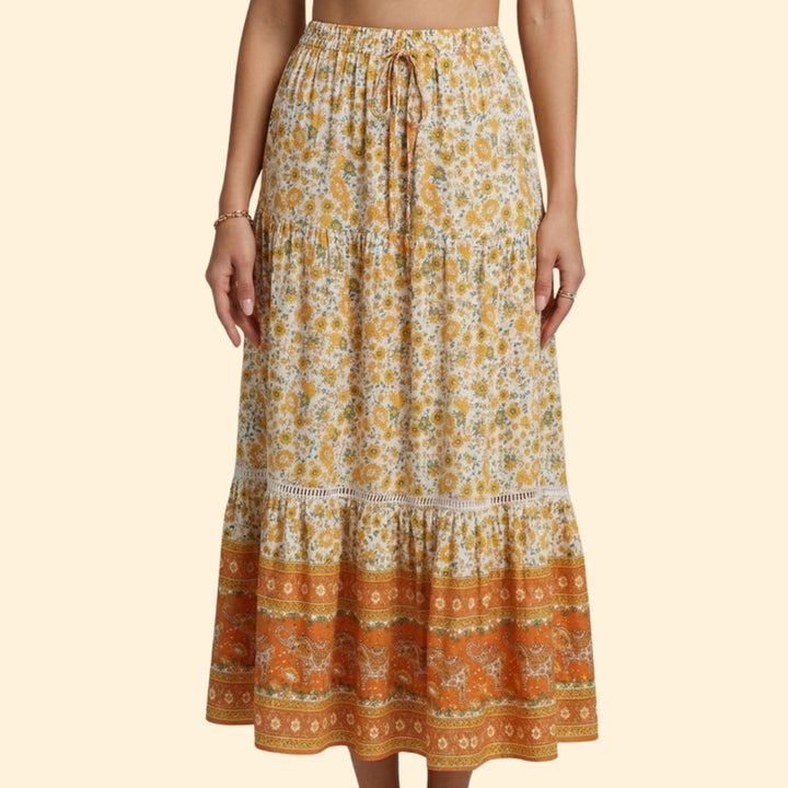 Women's Boho Floral Maxi Skirt