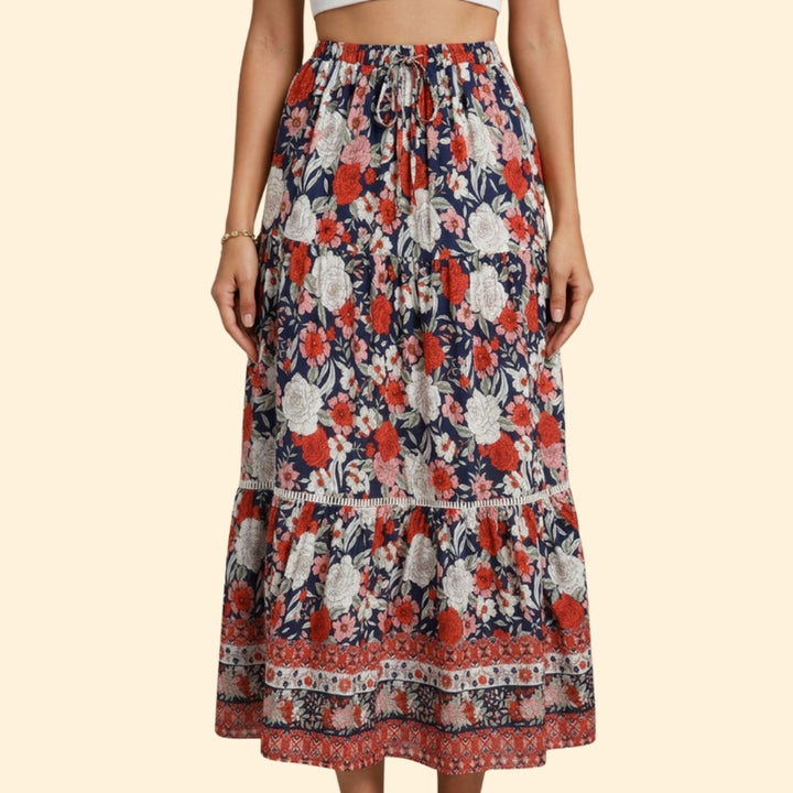 Women's Boho Floral Maxi Skirt