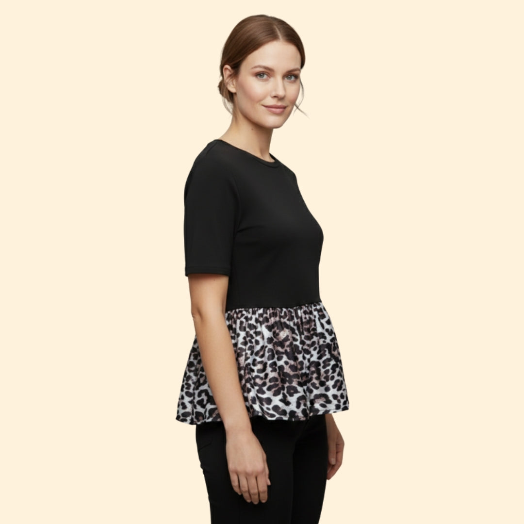 Women's Bold Leopard Pleated Top