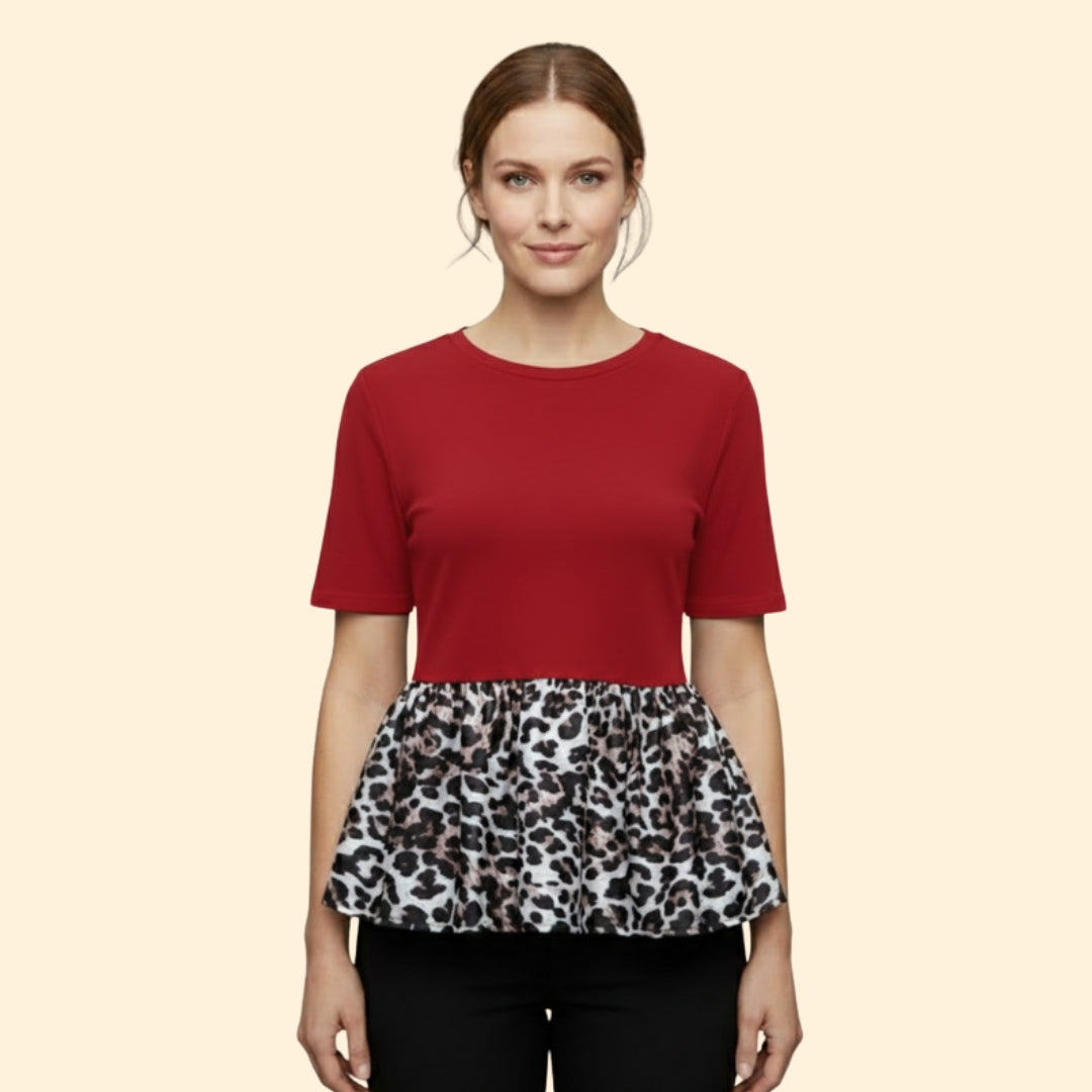 Women's Bold Leopard Pleated Top