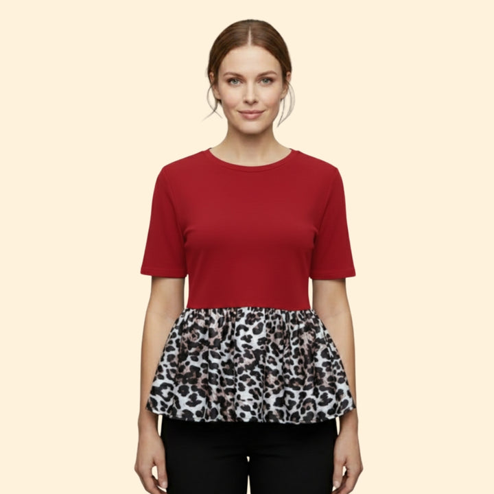 Women's Bold Leopard Pleated Top