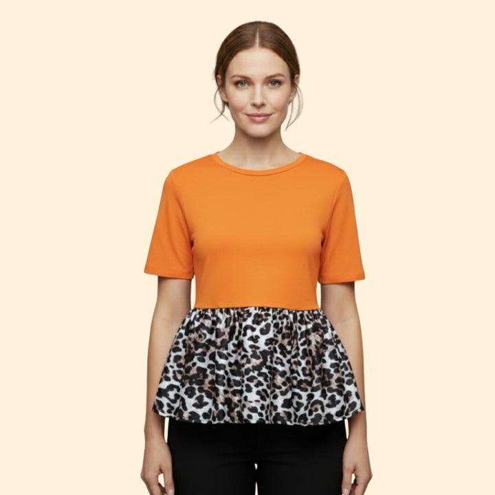 Women's Bold Leopard Pleated Top