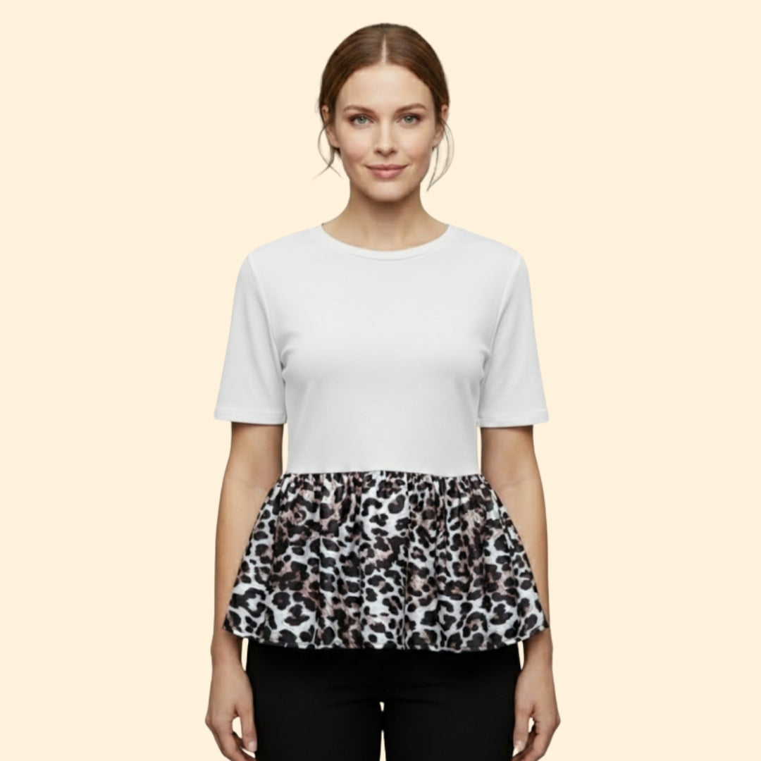 Women's Bold Leopard Pleated Top