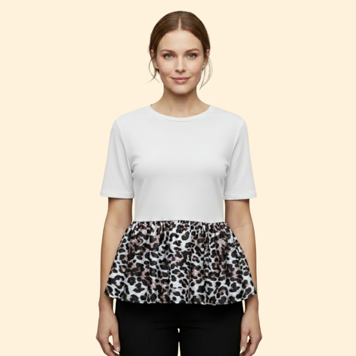 Women's Bold Leopard Pleated Top