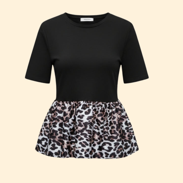 Women's Bold Leopard Pleated Top