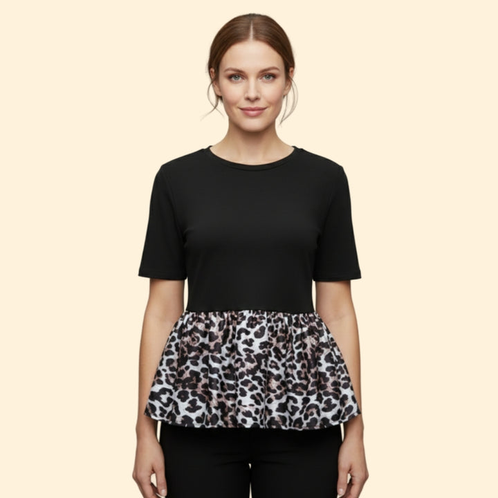 Women's Bold Leopard Pleated Top
