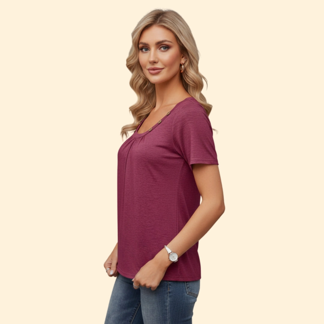 Women's Button-Detail Casual T-Shirt