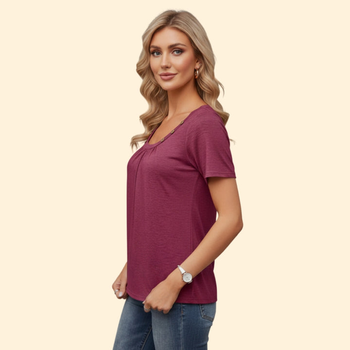 Women's Button-Detail Casual T-Shirt
