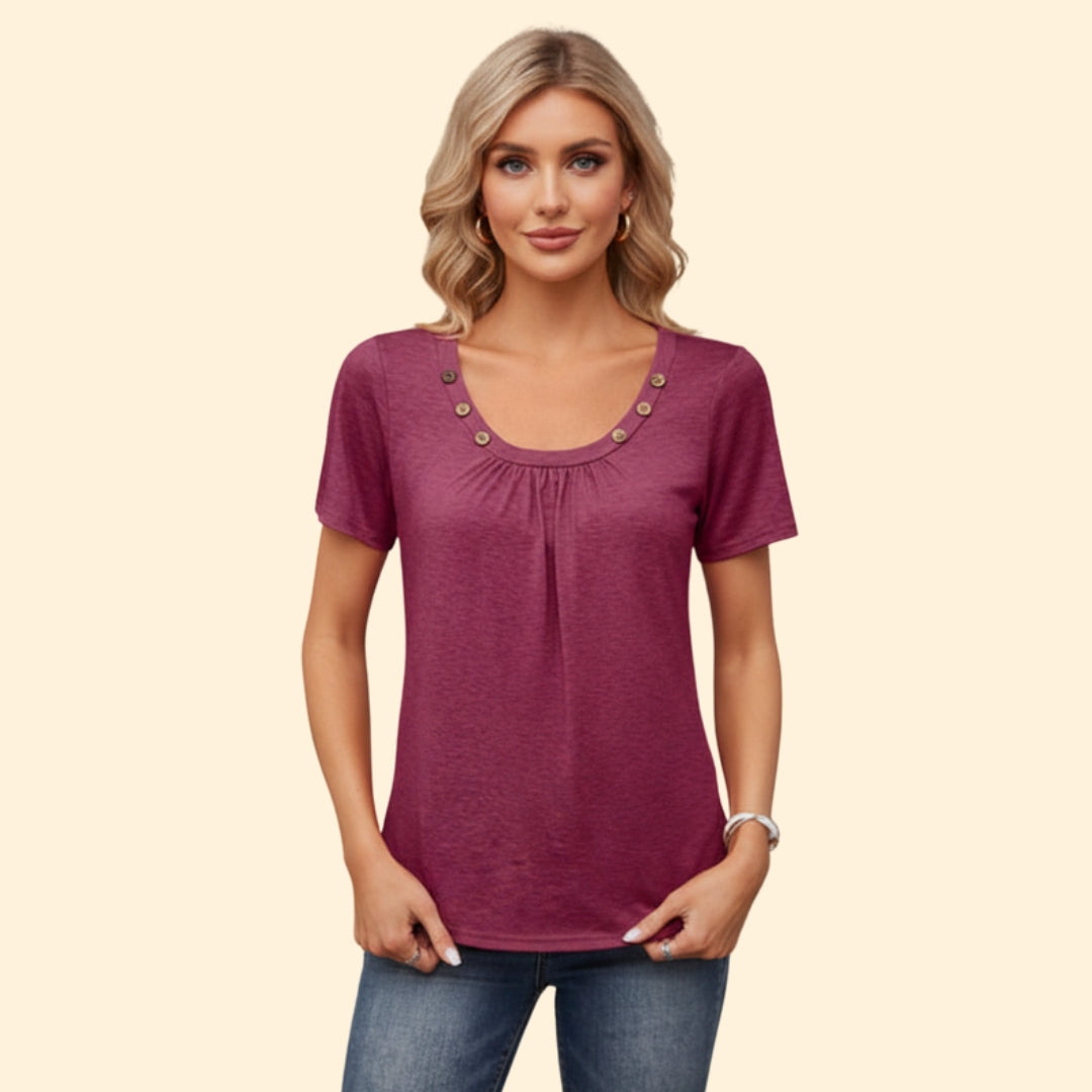 Women's Button-Detail Casual T-Shirt