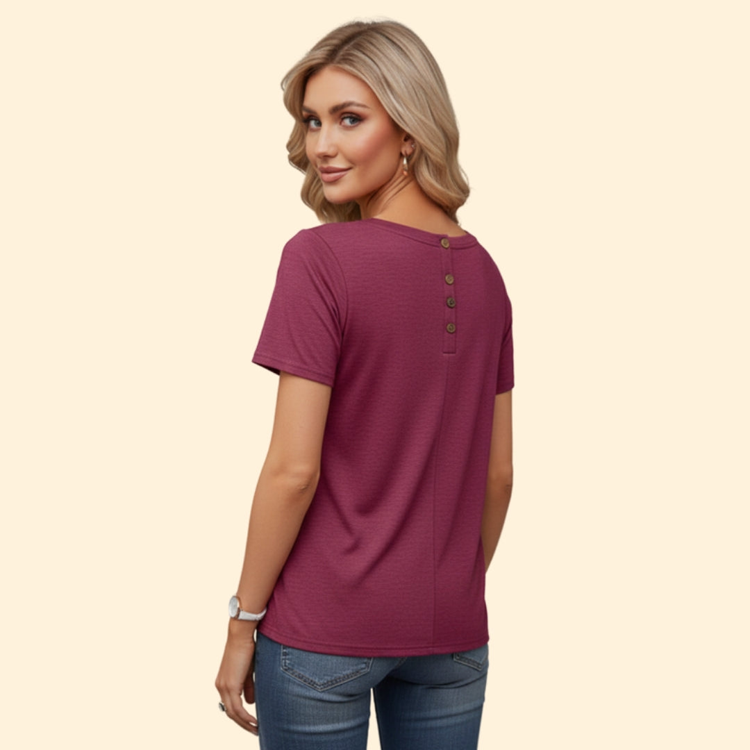 Women's Button-Detail Casual T-Shirt