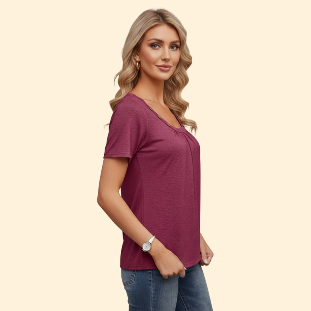 Women's Button-Detail Casual T-Shirt