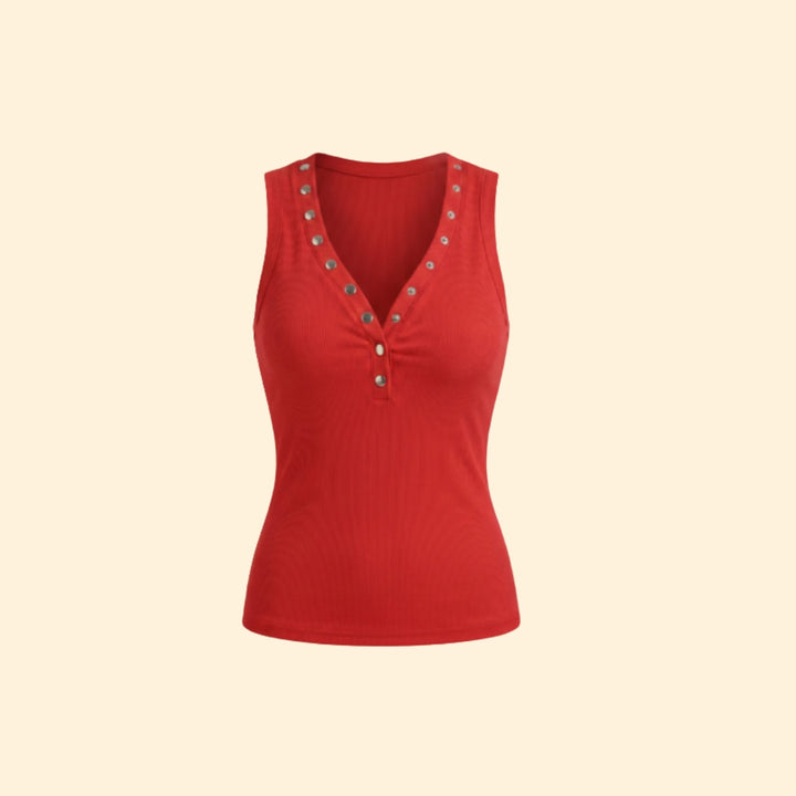 Women's Button-Down Ribbed Top