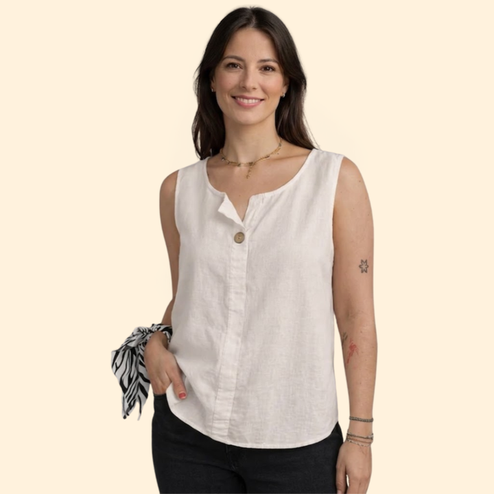Women’s Button-Front Linen Top