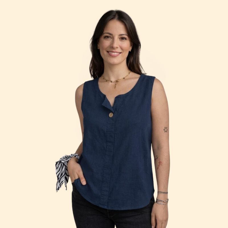 Women’s Button-Front Linen Top