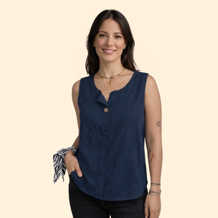 Women’s Button-Front Linen Top