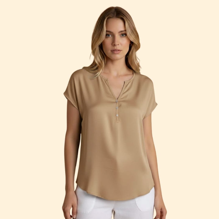 Women's Button-Front V-Neck Top