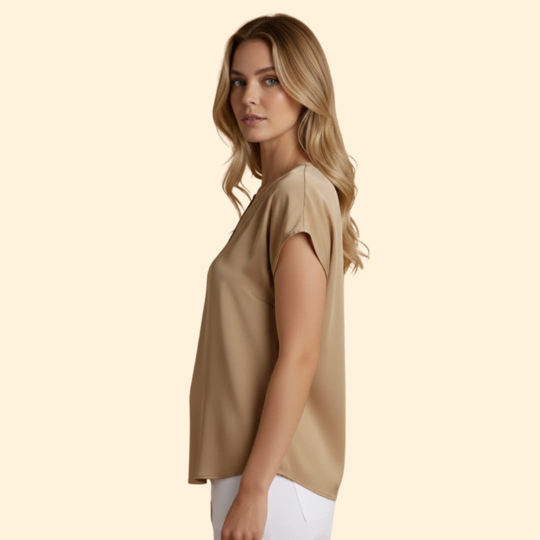 Women's Button-Front V-Neck Top