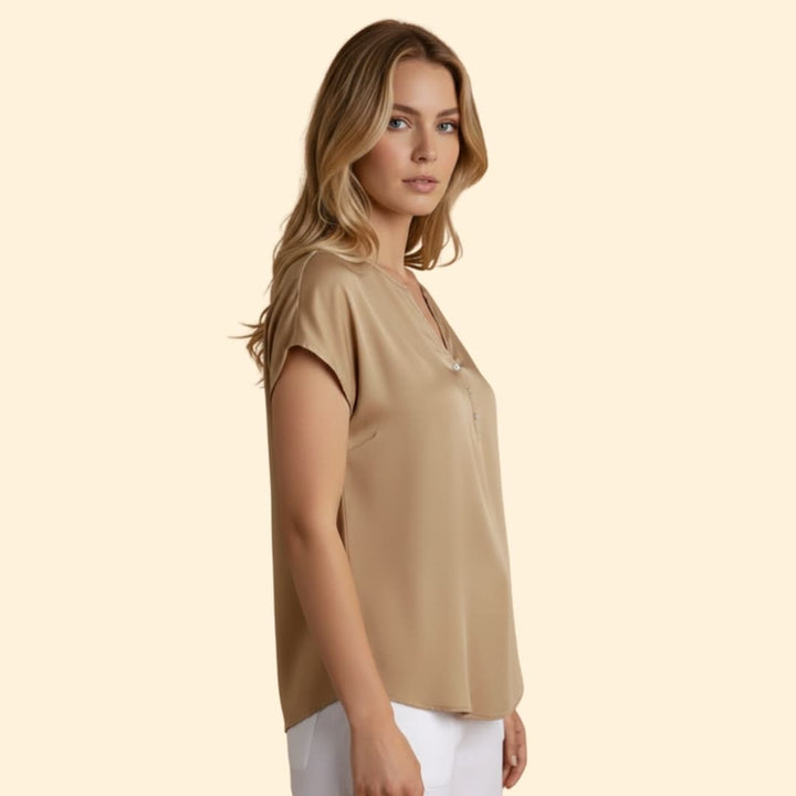 Women's Button-Front V-Neck Top