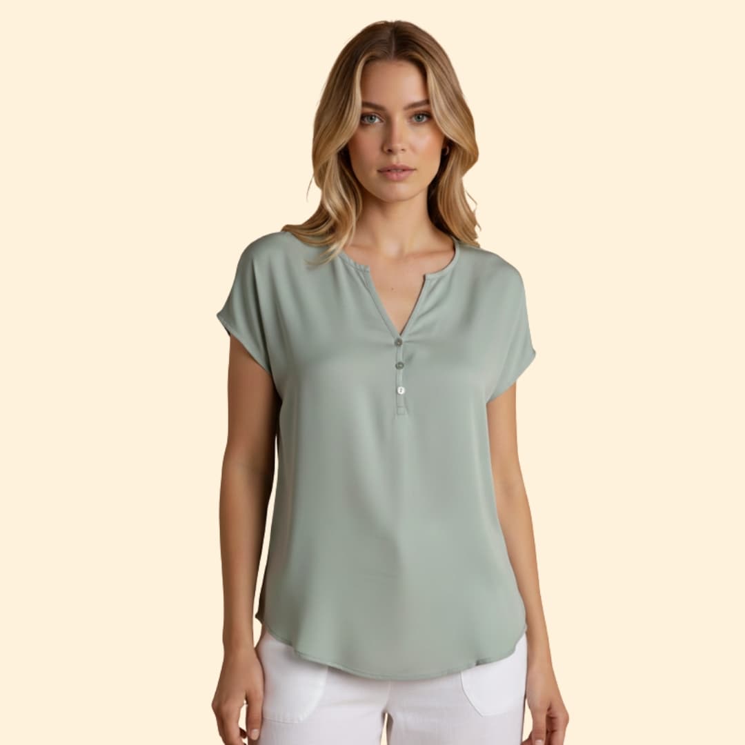 Women's Button-Front V-Neck Top