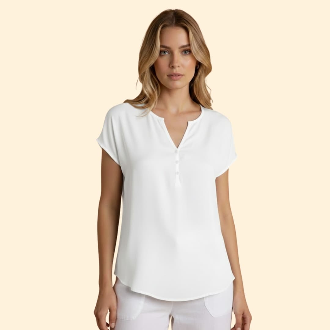 Women's Button-Front V-Neck Top