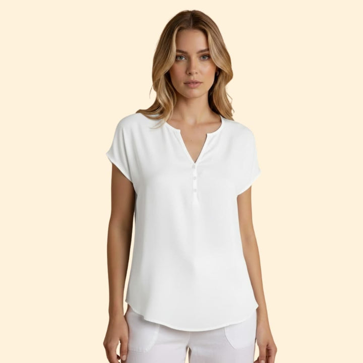 Women's Button-Front V-Neck Top